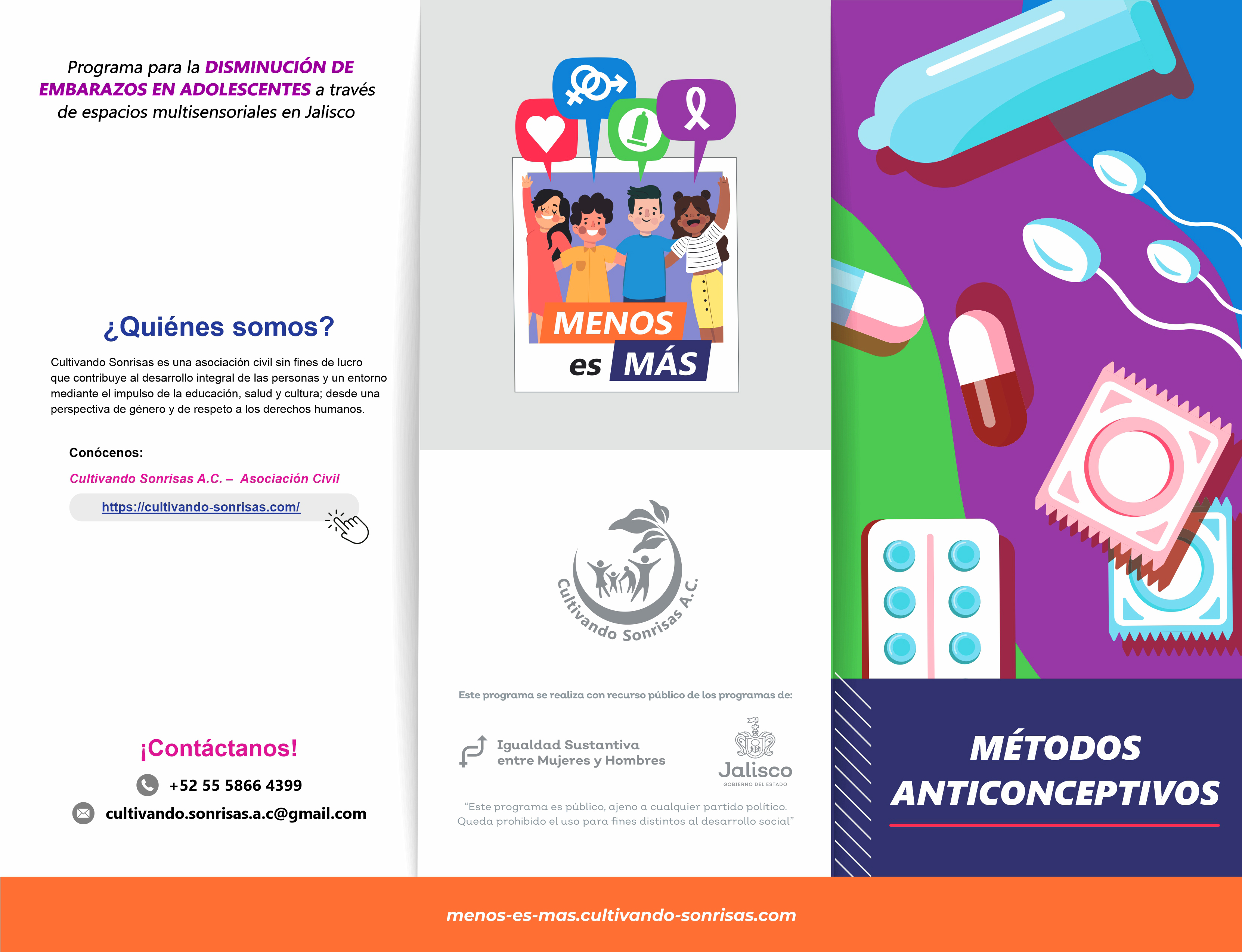 Tríptico Frente: Métodos Anticonceptivos